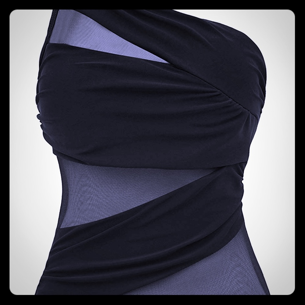Ruched & Sheer Panel One Piece Swimsuit!
